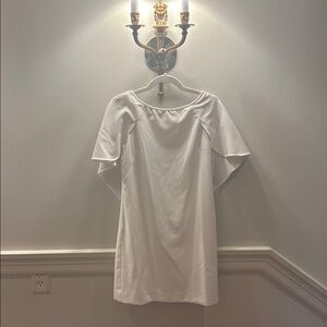 Milly White Off-Shoulder Flutter Sleeve Sheath Dress